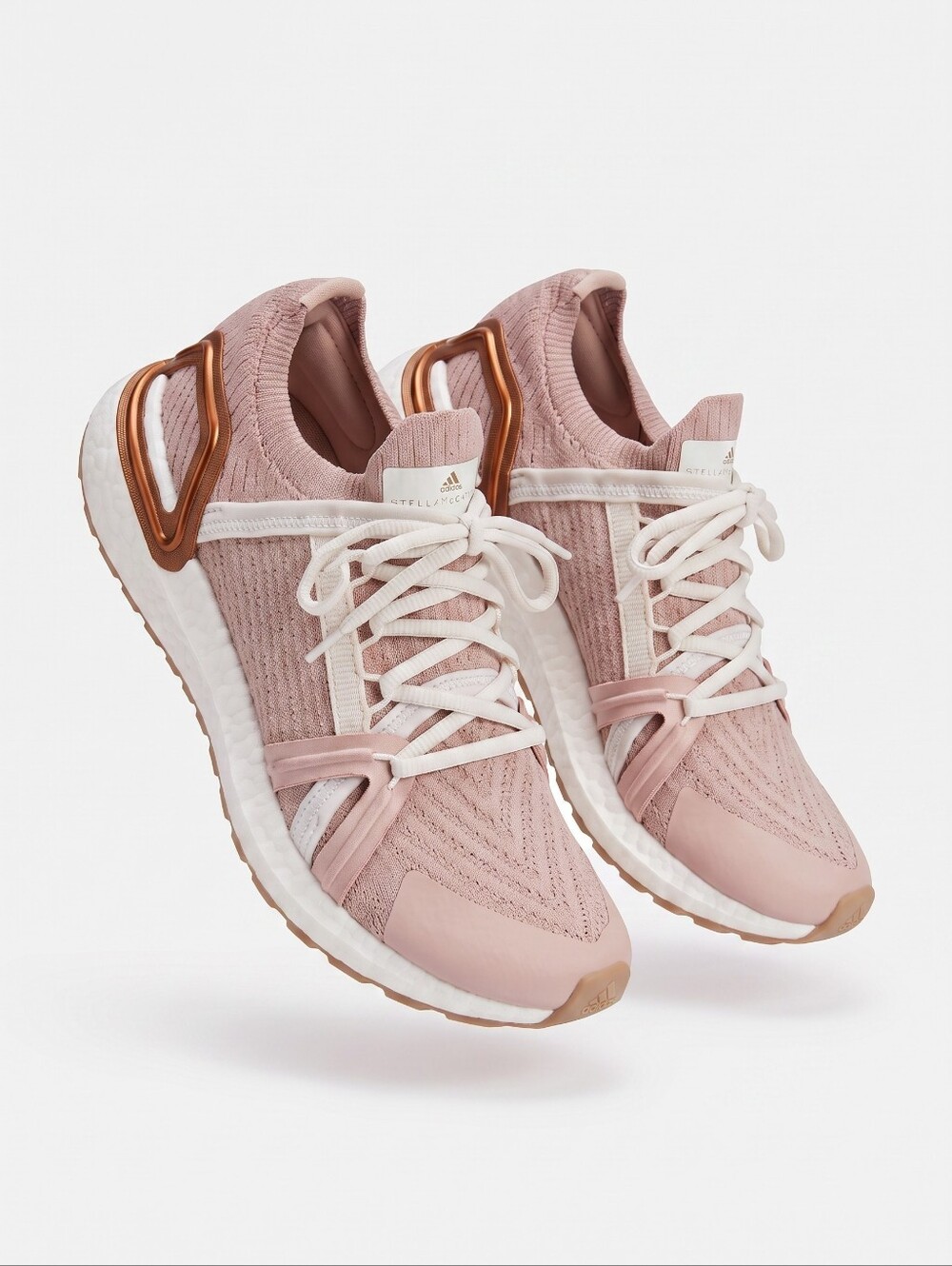 Stella McCartney X Adidas Icy Pink Knit Lace-Up Sneakers with Rose Gold Heel